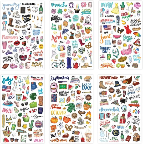 bloom daily planners Holiday Seasonal Planner Sticker Sheets – Vintage Seasonal Sticker Pack – Over 310 Stickers Per Pack!